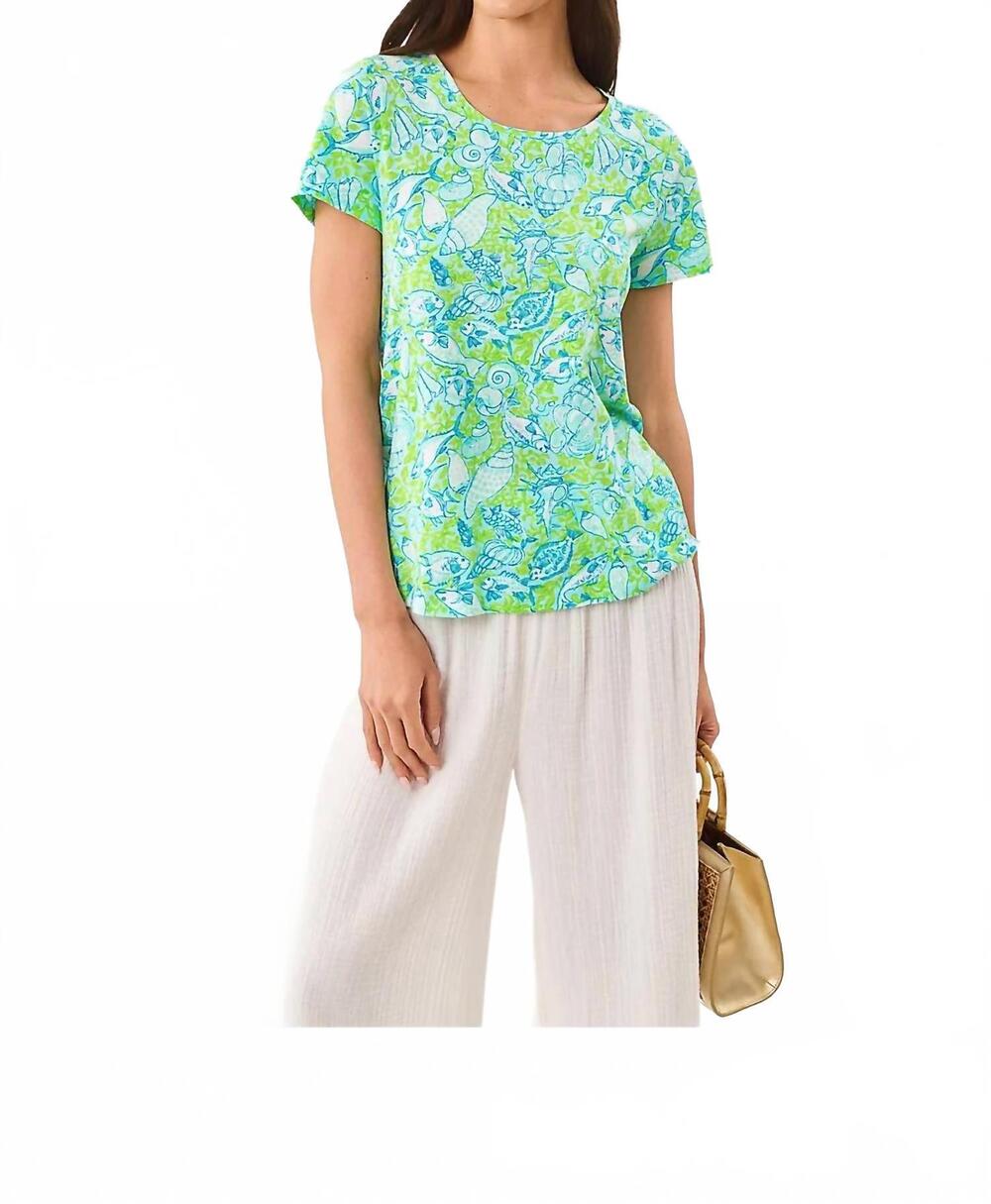 NEW LILLY PULITZER etta scoopneck top in day dream blue throw me a line